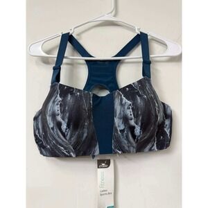 New Crane Fitness Womens Small Blue Marble Racerback Sports Bra Medium Impact‎
